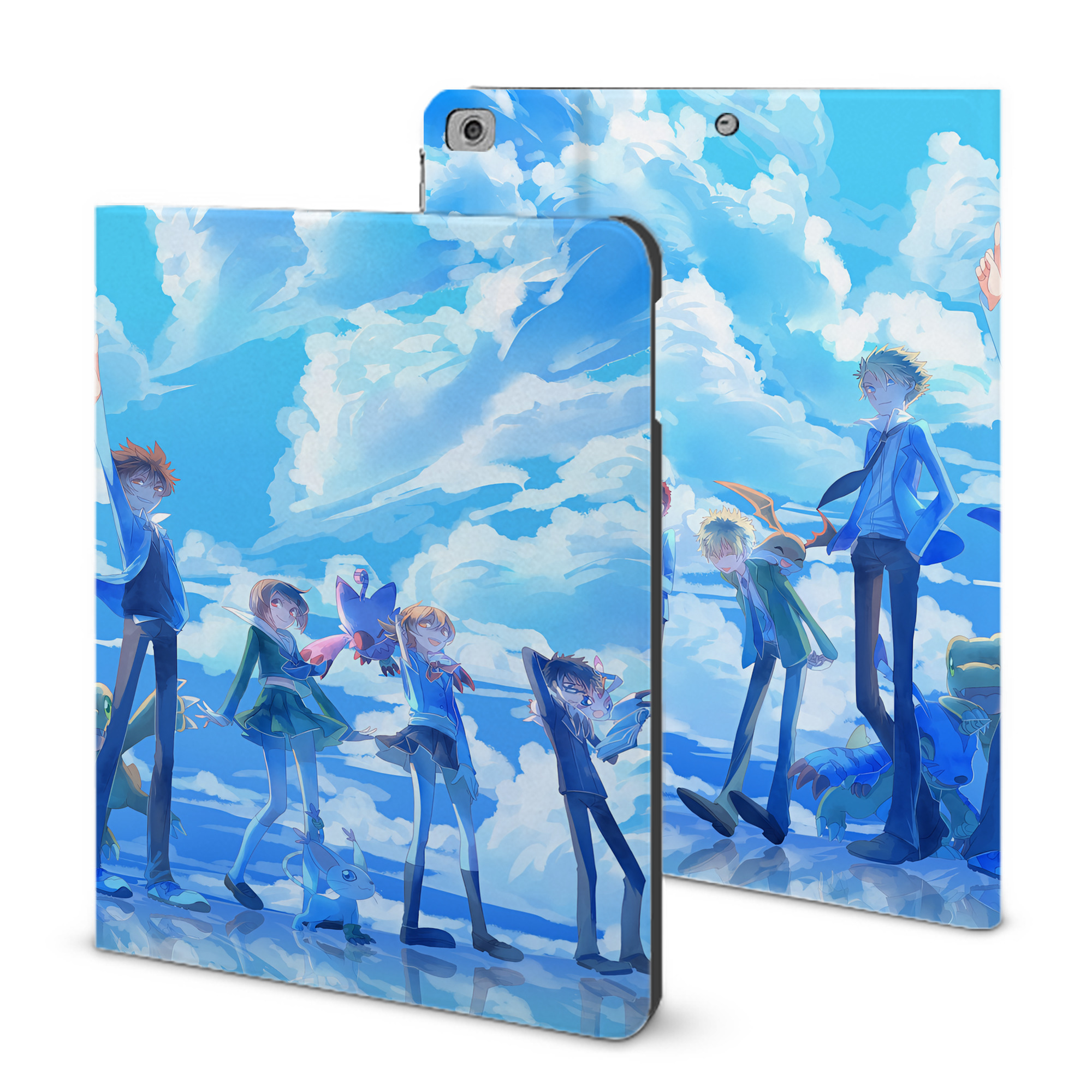 （画像用） Digimon デジタルモンスター/デジモン IPad ケース ブック型 PUレザー TPU 耐衝撃 軽量 薄型 ペン収納なし 全面保護 IPad 各モデル対応